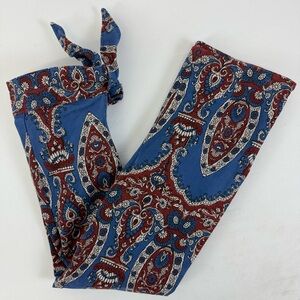 Free People Boho Paisley Print Tie Hem Cropped Pants Blue Red Festival Size‎ 8